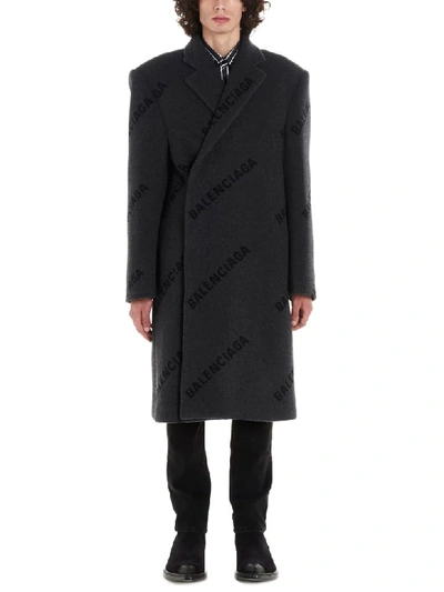 Shop Balenciaga Coat In Grey