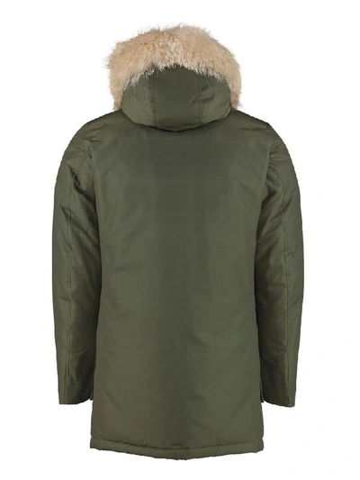 Shop Woolrich Arctic Parka With Fur Trimmed Hood In Green