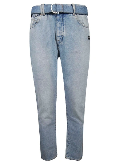 Shop Off-white Diag Slim Low Crotch Jeans In Azure/white