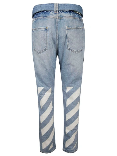 Shop Off-white Diag Slim Low Crotch Jeans In Azure/white