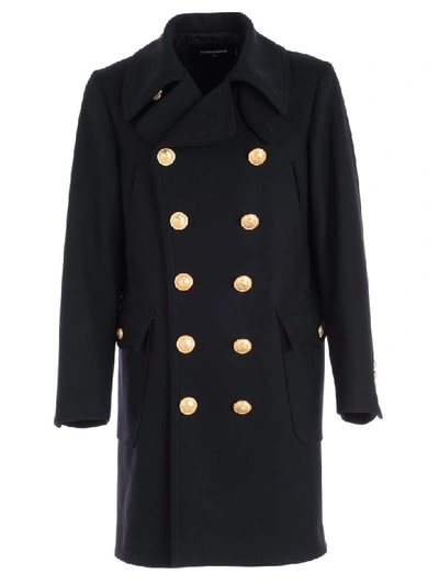 Shop Dsquared2 Coat In Navy