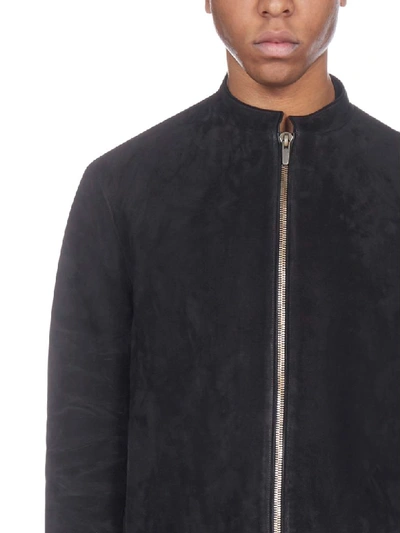 Shop Ajmone Suede Bomber Jacket In Extra Noir