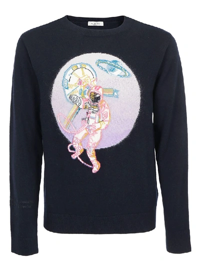 Shop Valentino Sweater In Navy/space Land