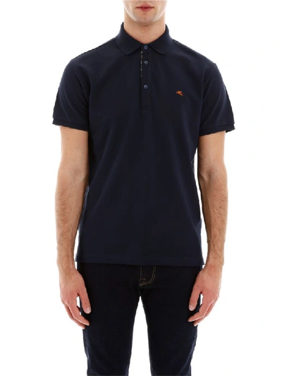 Shop Etro Polo Shirt With Embroidered Logo In Blu (blue)
