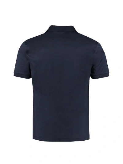 Shop Alexander Mcqueen Short-sleeved Cotton Polo Shirt In Blue