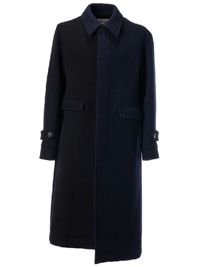 Shop Loewe Asymmetric Coat In Navy Blue