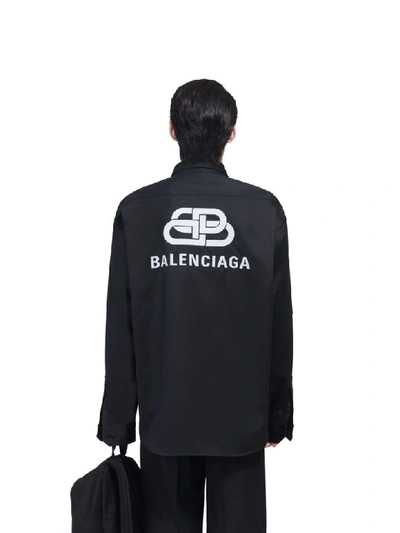 Shop Balenciaga Double Sleeve Shirt In Black