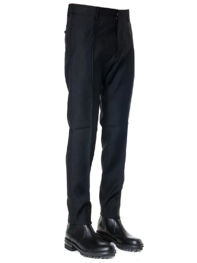 Shop Dsquared2 Black Wool-silk Blend Tailored Trousers