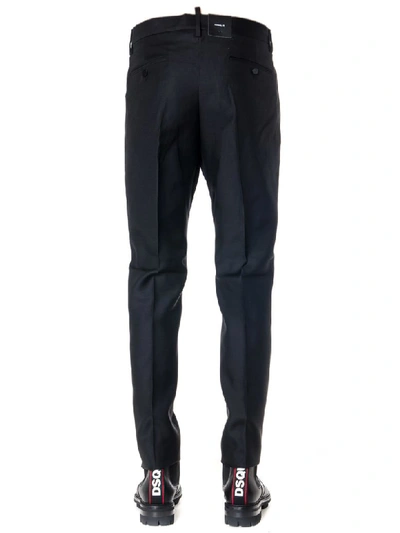 Shop Dsquared2 Black Wool-silk Blend Tailored Trousers
