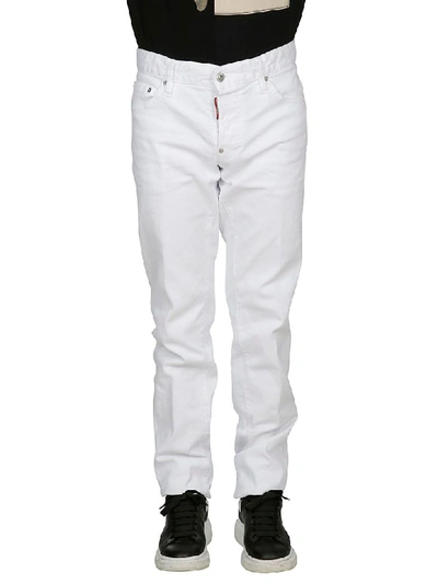 Shop Dsquared2 Stretch Low Rise Trousers In White