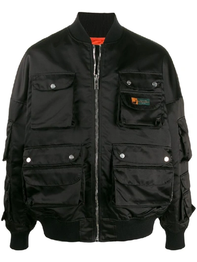 Shop Palm Angels Hunting Bomber In Black