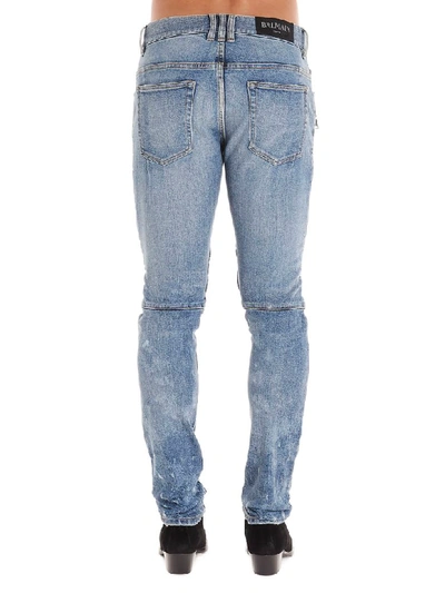 Shop Balmain Biker Jeans In Blue