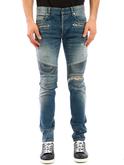 Shop Balmain Jeans In Light Denim In Light Blue