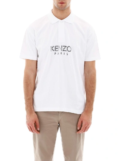 Shop Kenzo Logo Polo Shirt In Blanc (white)