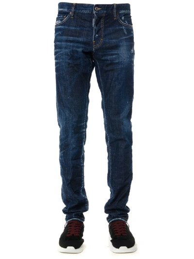 Shop Dsquared2 Blue Denim Weared Jeans