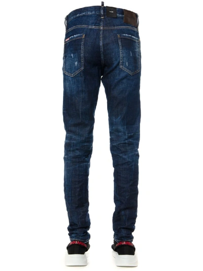 Shop Dsquared2 Blue Denim Weared Jeans