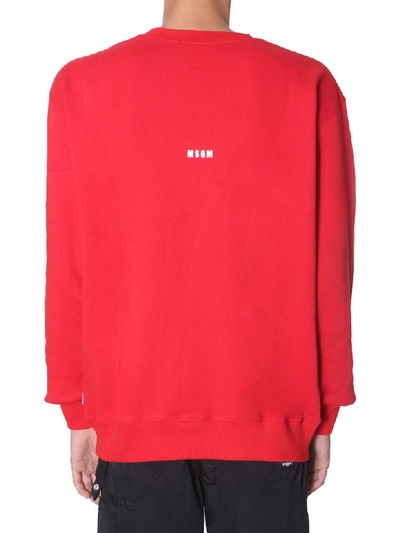Shop Msgm Crew Neck Sweatshirt In Rosso