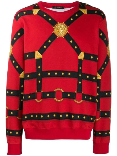 Shop Versace Sweatshirt In Rosso/nero