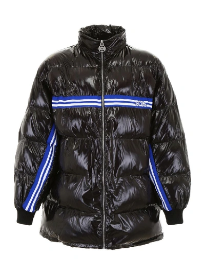 Shop Gcds Puffer Jacket With Logo Band In Nero (black)