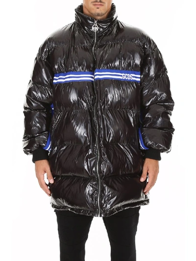 Shop Gcds Puffer Jacket With Logo Band In Nero (black)