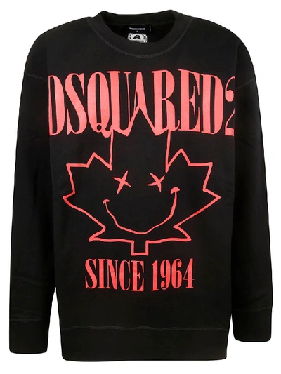 Shop Dsquared2 Maple Leaf Sweatshirt In Black/red