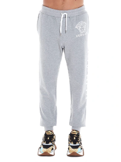 Shop Versace Pants In Grey