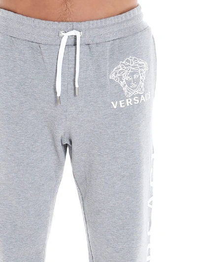 Shop Versace Pants In Grey