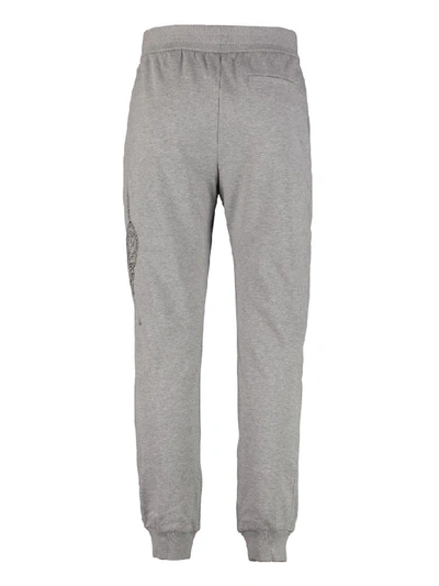 Shop Versace Logo Detail Cotton Track-pants In Grey
