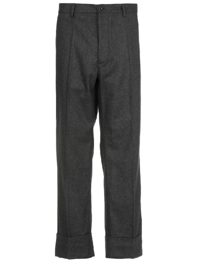 Shop Maison Margiela Wool Trousers In Anthracite Melange