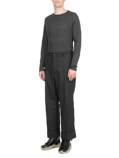 Shop Maison Margiela Wool Trousers In Anthracite Melange