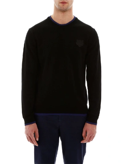 Shop Kenzo Pullover With Tiger Patch In Noir (black)