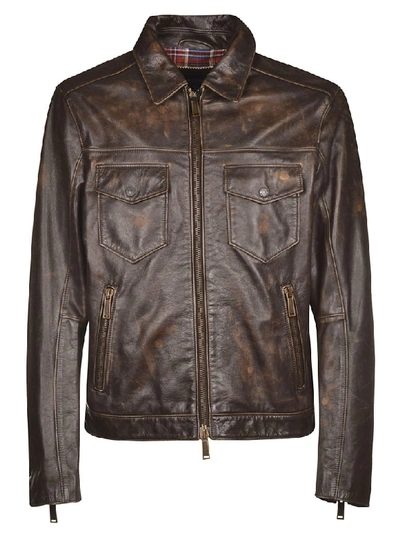 Shop Dsquared2 Vintage Zipped Jacket In Brown