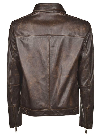 Shop Dsquared2 Vintage Zipped Jacket In Brown
