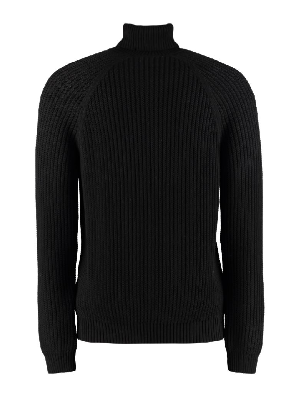 Hugo Boss Bovaro Cotton Turtleneck Sweater In Black | ModeSens