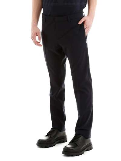 Shop Valentino Vlogo Classic Trousers In Navy