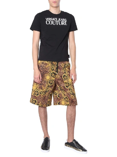 Shop Versace Jeans Couture Cotton Stretch Shorts In Multicolor