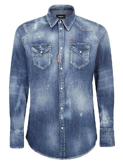 Dsquared2 Classic Western Long-sleeve Denim Shirt In Blue | ModeSens