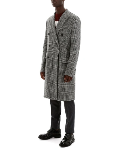 Shop Dolce & Gabbana Prince Of Wales Coat In Quadri Check Tartan (black)