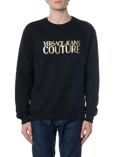 Shop Versace Jeans Couture Black Cotton Logo Sweatshirt