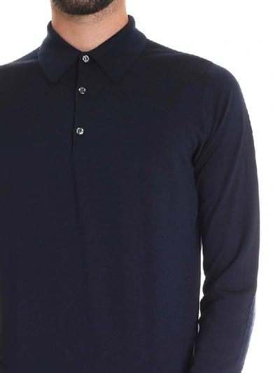 Shop John Smedley Polo Wool In Blue