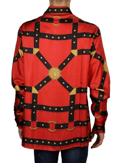 Shop Versace Bondage Print Shirt In Red