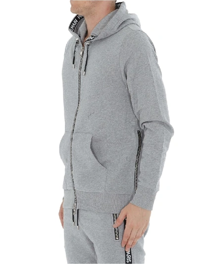 Shop Balmain Hoodie In Grey