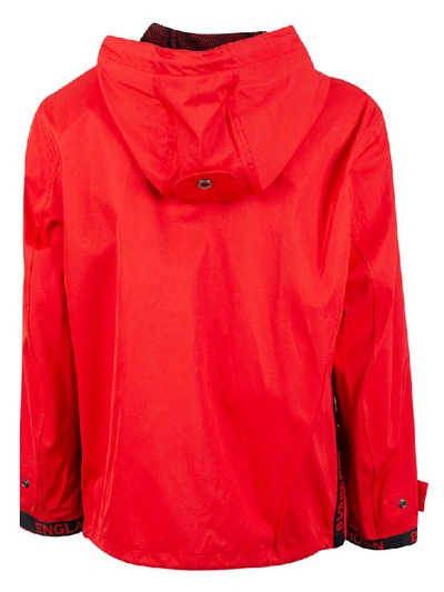 Shop Burberry Logo Print Zipped Pocket Jacket In Bright Red