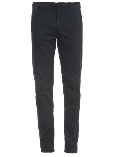 Shop Dondup Cotton Twill Trousers In Navy