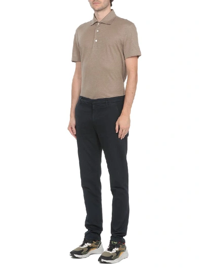 Shop Dondup Cotton Twill Trousers In Navy