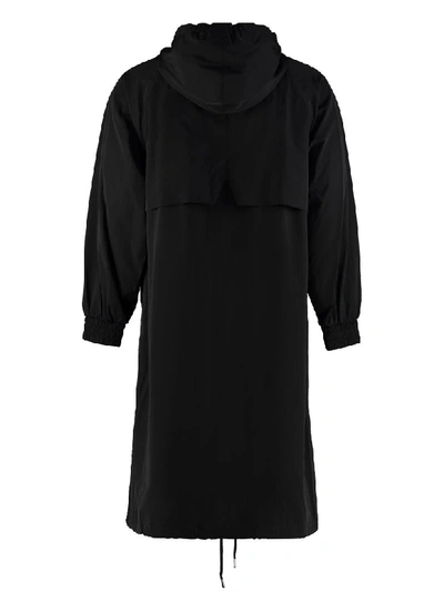 Shop Ami Alexandre Mattiussi Nylon Long Hooded Windbreaker In Black