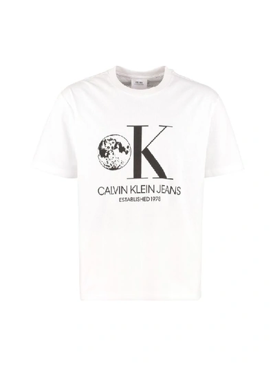 Shop Calvin Klein Jeans Est.1978 Printed Cotton T-shirt In White