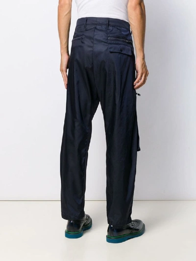 Shop Prada Trousers Nylon In Navy