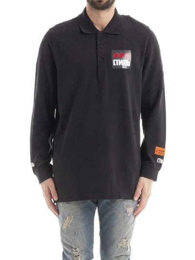 Shop Heron Preston Polo Ls Dots Ctnmb In Off Black Multicolor