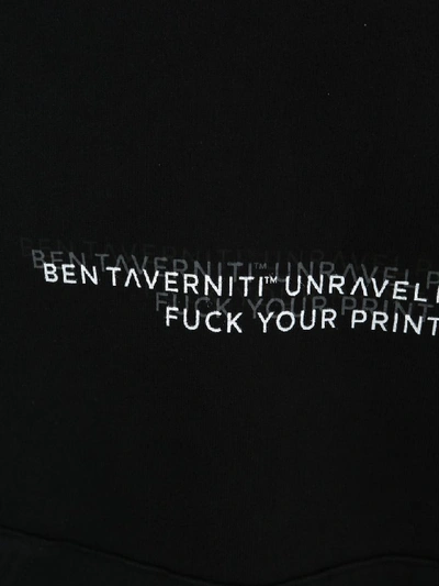 Shop Ben Taverniti Unravel Project Unravel Slogan Print Hoodie In Black White